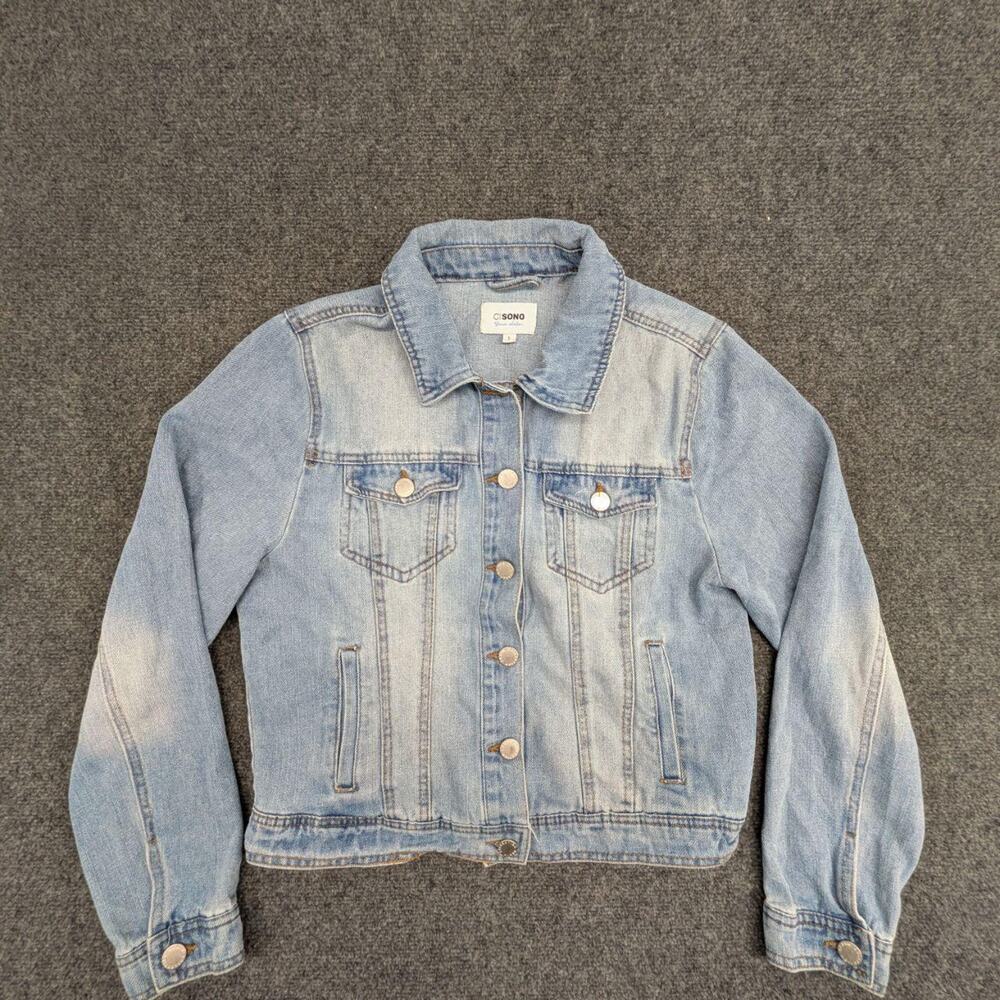 CI Sonu Denim Jacket Men's Large Blue Button Up Long Sleeve Jean Bomber Coat